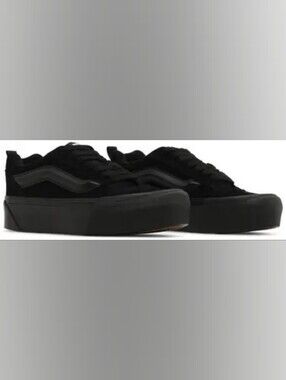 💥 Unisex Vans Knu Stack Triple Black Platform Shoes